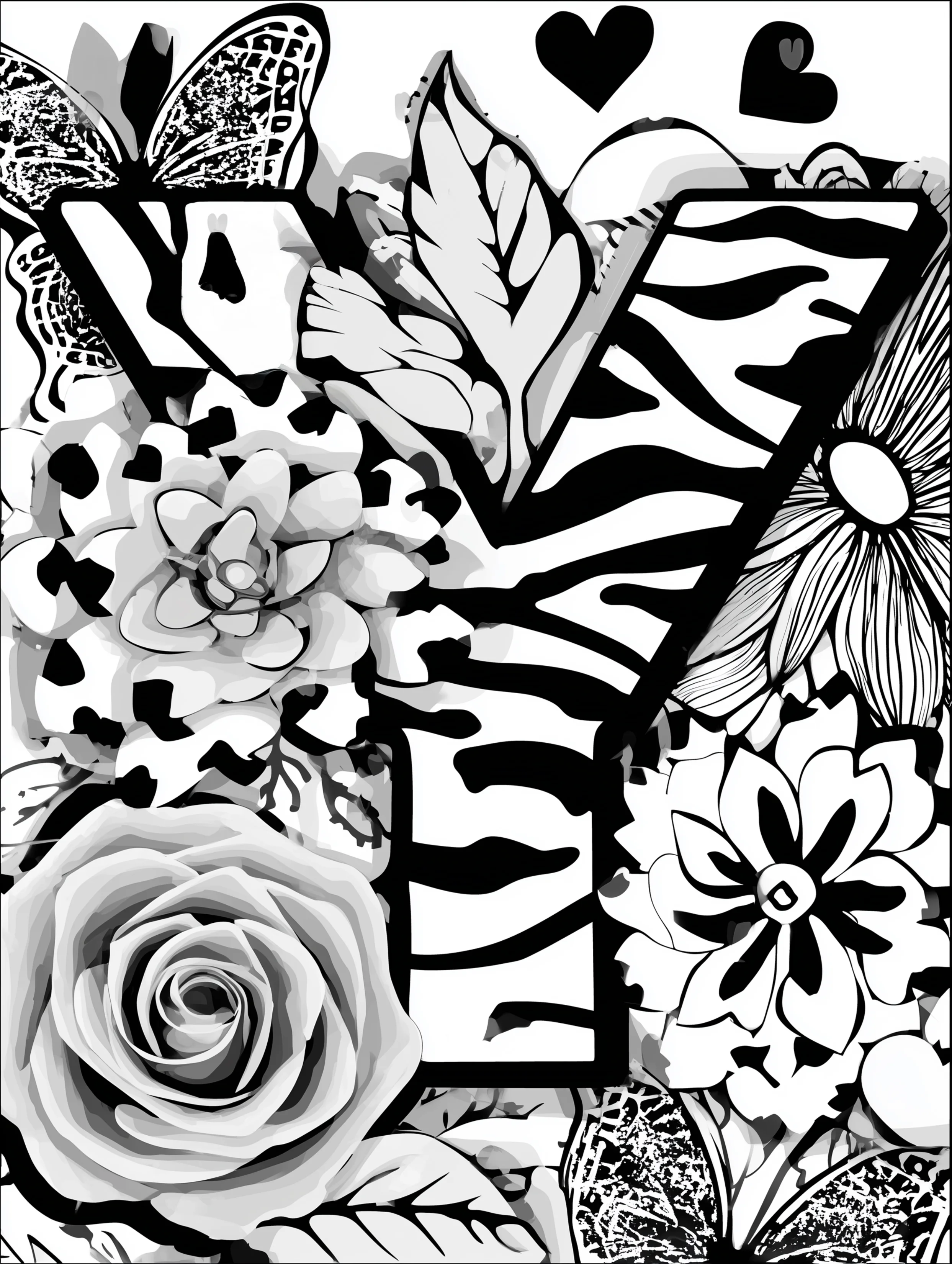 Free printable letter coloring page for adults featuring the letter Y with floral elements